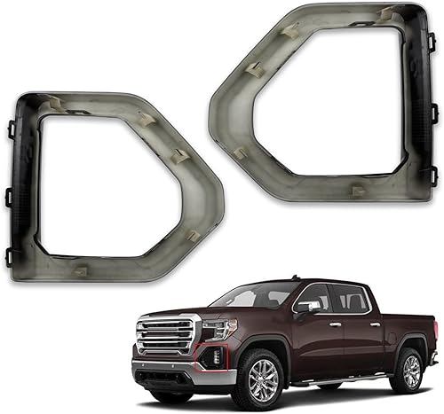 Miniatura 5 de 1 par de cubierta de bisel de luz antiniebla delantera, repuesto exterior compatible con GMC Sierra 1500 de 4 puertas 2019-2021 Denali SLT AT4 Marco