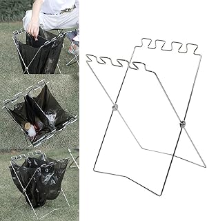 YUNNUO Garbage Bag Holder,Outdoor Garbage Bag Holder Large,(22.4x12.2 inches) Stainless Steel Portable Garbage Collection Rack for Kitchen, Indoor and Outdoor Camping(Large)