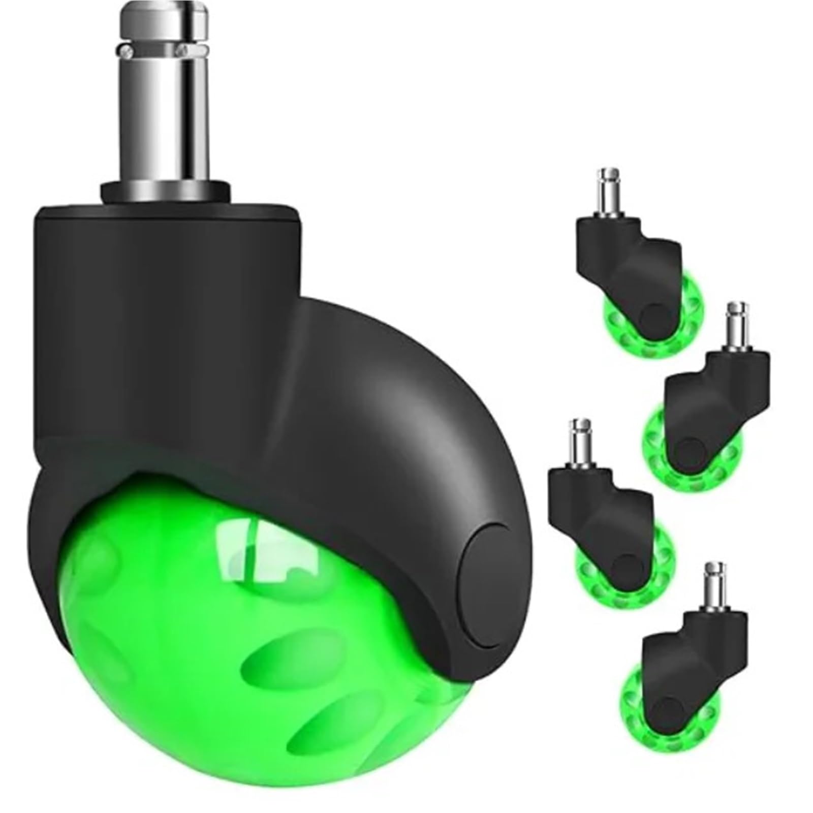 Caster Wheels, Office Chair Wheel Replacement Set of 5 Quiet & Smooth Gliding 2 Inch Heavy Duty Chair Casters Desk Chair Wheels Universal Fit(Groen)