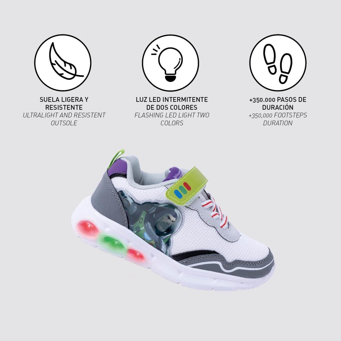 CERDÁ LIFE'S LITTLE MOMENTS Zapatillas Niño Luces de Buzz Lightyear con Velcro para Facilitar Su Independencia Y Comodidad Y Refuerzo En La Puntera ZapatillasNiños