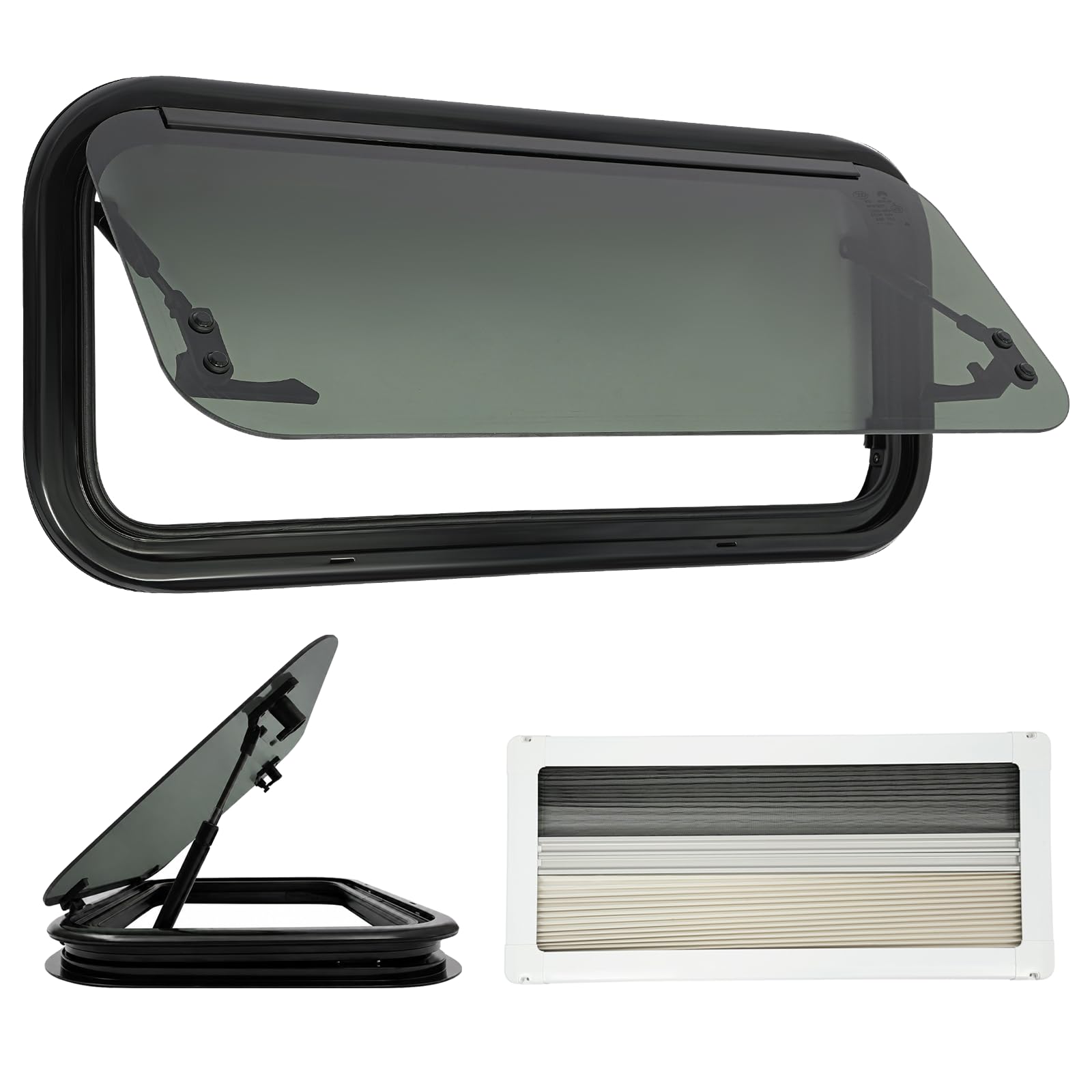 Finestra per roulotte a 85°, 700 x 300 mm | Finestra parasole per camper con chiusura, finestra laterale per rimorchio camper, diverse misure