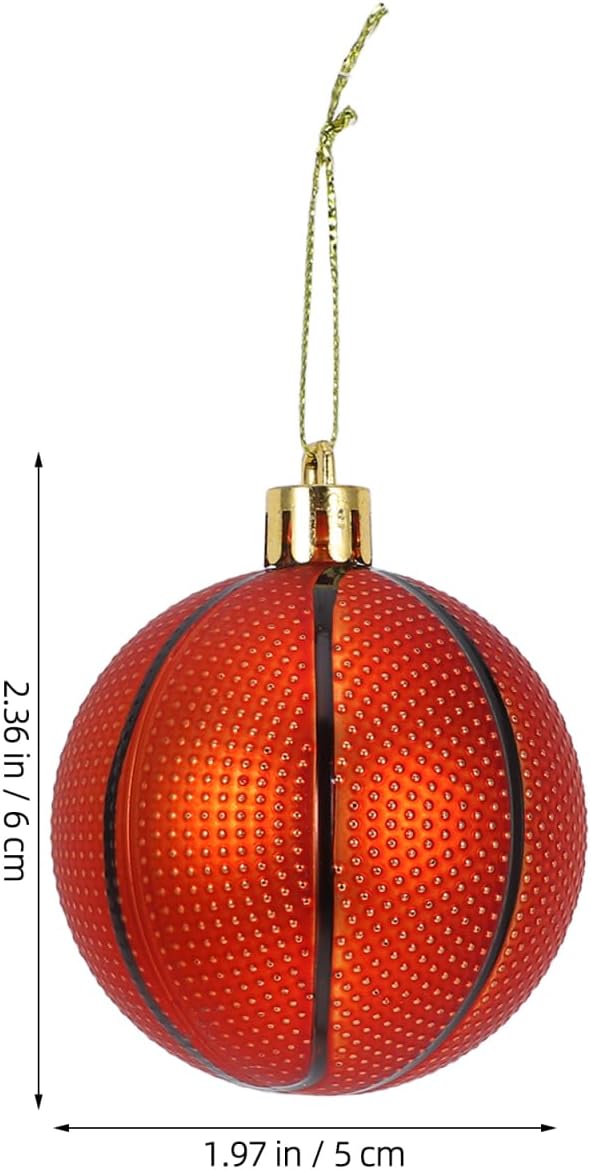 Toyvian Christmas Basketball Ornaments 6Pcs Christmas Tree Hanging Ball for Xmas Tree Sports Party Decorations Indoor Holiday Decor - Image 5