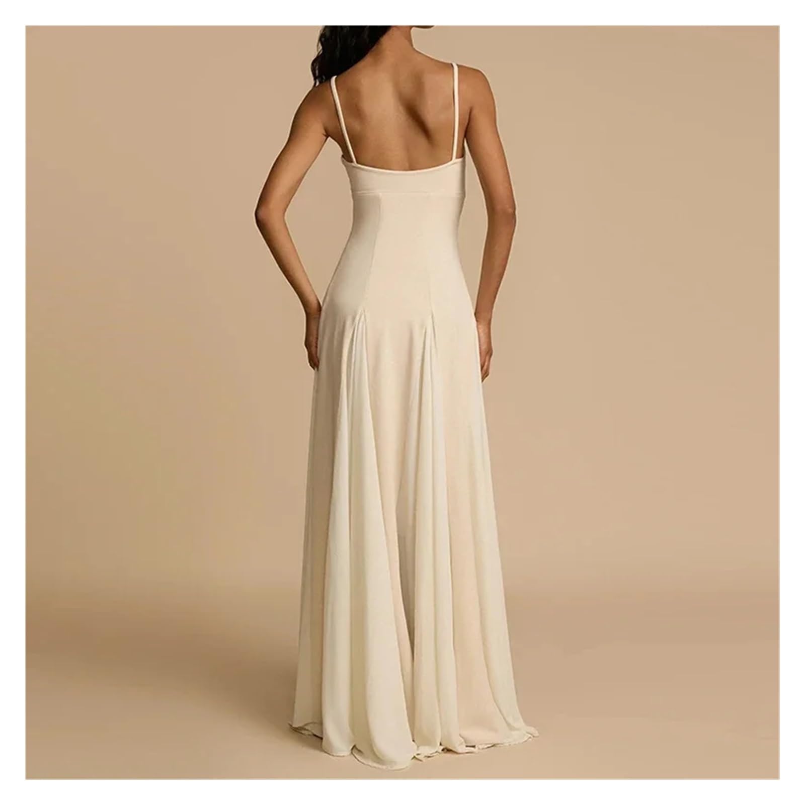 Fond De Robe Femme Robe longue plissée décontractée for femme, coupe slim, sans manches, à bretelles, style évasé