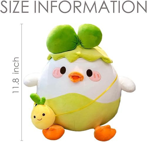 Miniatura 2 de Bonita almohada de peluche de pollo de 11.8 pulgadas, linda almohada de peluche de anime, muñeca gigante de cuerpo kawaii, sofá cama, para dormir,