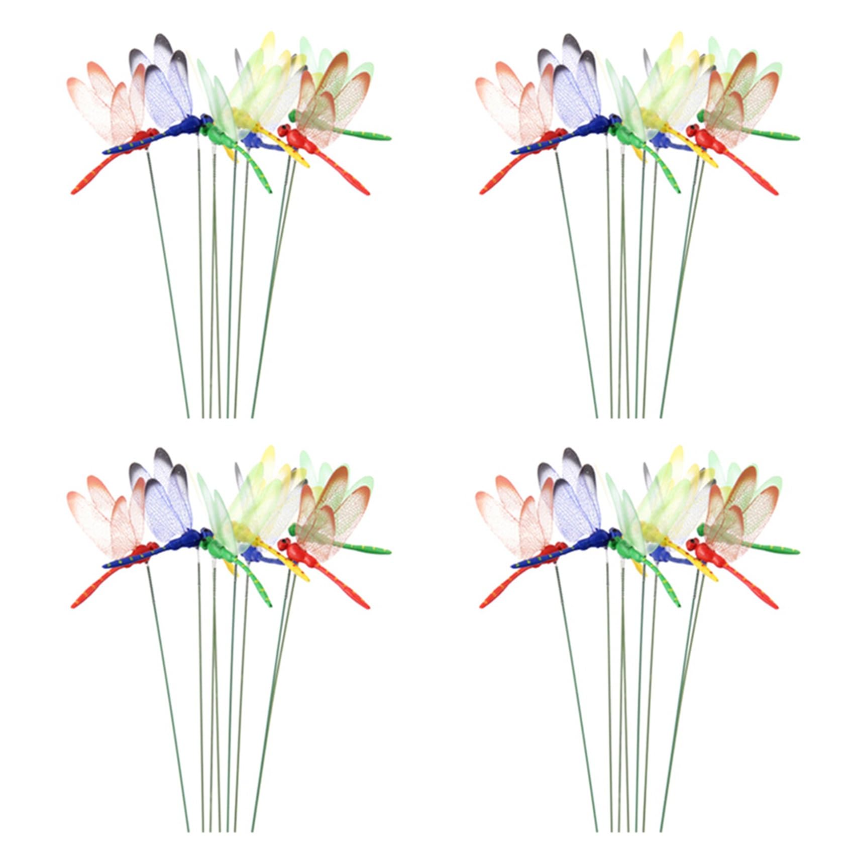 Vjsujehgy 48Pcs Artificial Dragonfly Butterflies Garden Decoration Outdoor Simulation Dragonfly Stakes Yard Plant Lawn Decor Stick