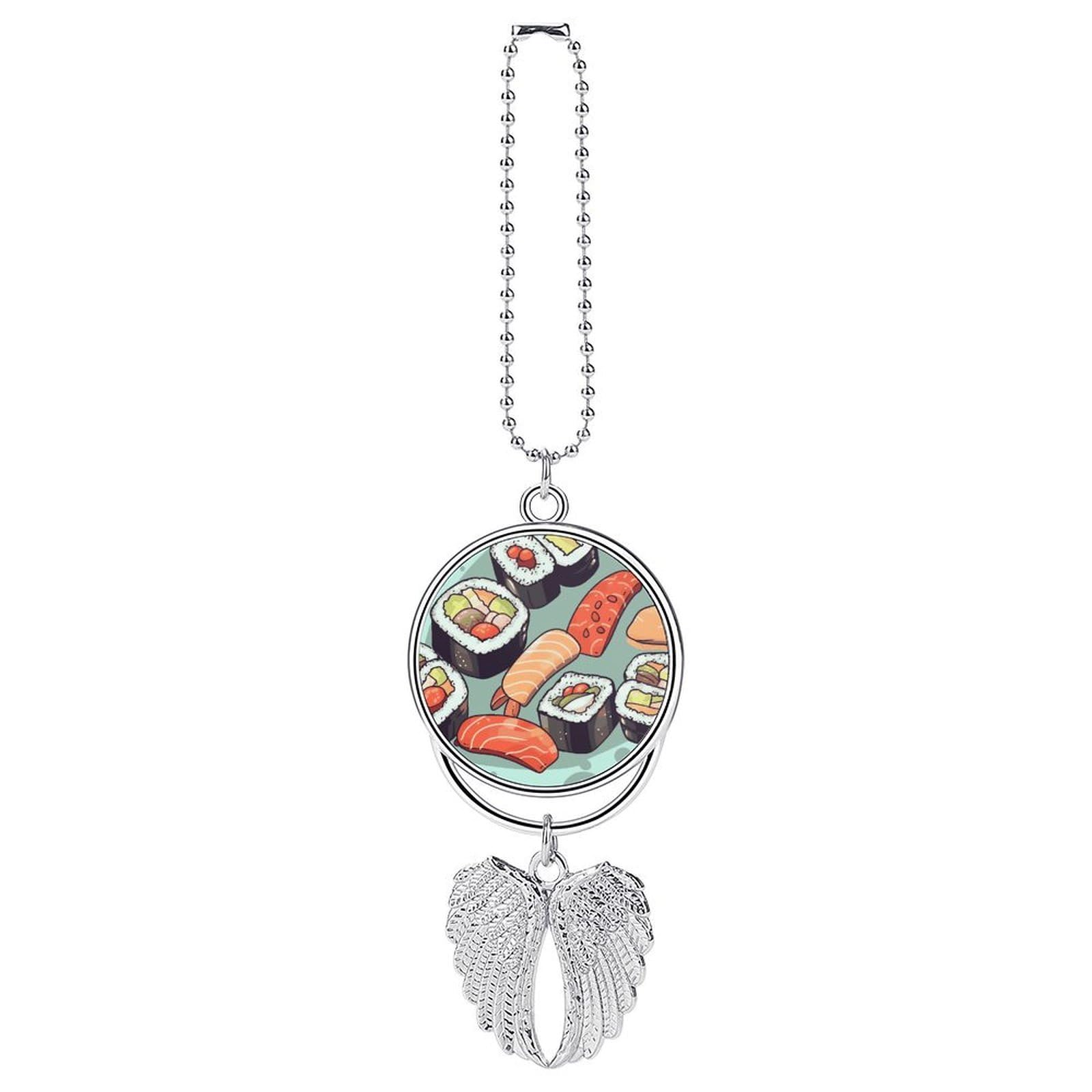 Sushi Car Charm Alloy Car Rear View Mirrors Hanging Ornaments Stylish Car Pendant Funny Auto Hanging Accessories Car Hanging Ornaments Gift for Women Men
