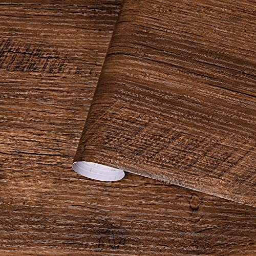 Mecpar Brown Wood Wallpaper Distressed Wood Contact Paper, 15.7" X 32.8 Ft Rustic Wood Peel And Stick Wallpaper Vintage Wood Grain Wallpaper Self Adhesive Wallpaper For Kitchen Countertop Cabinet #TOP5