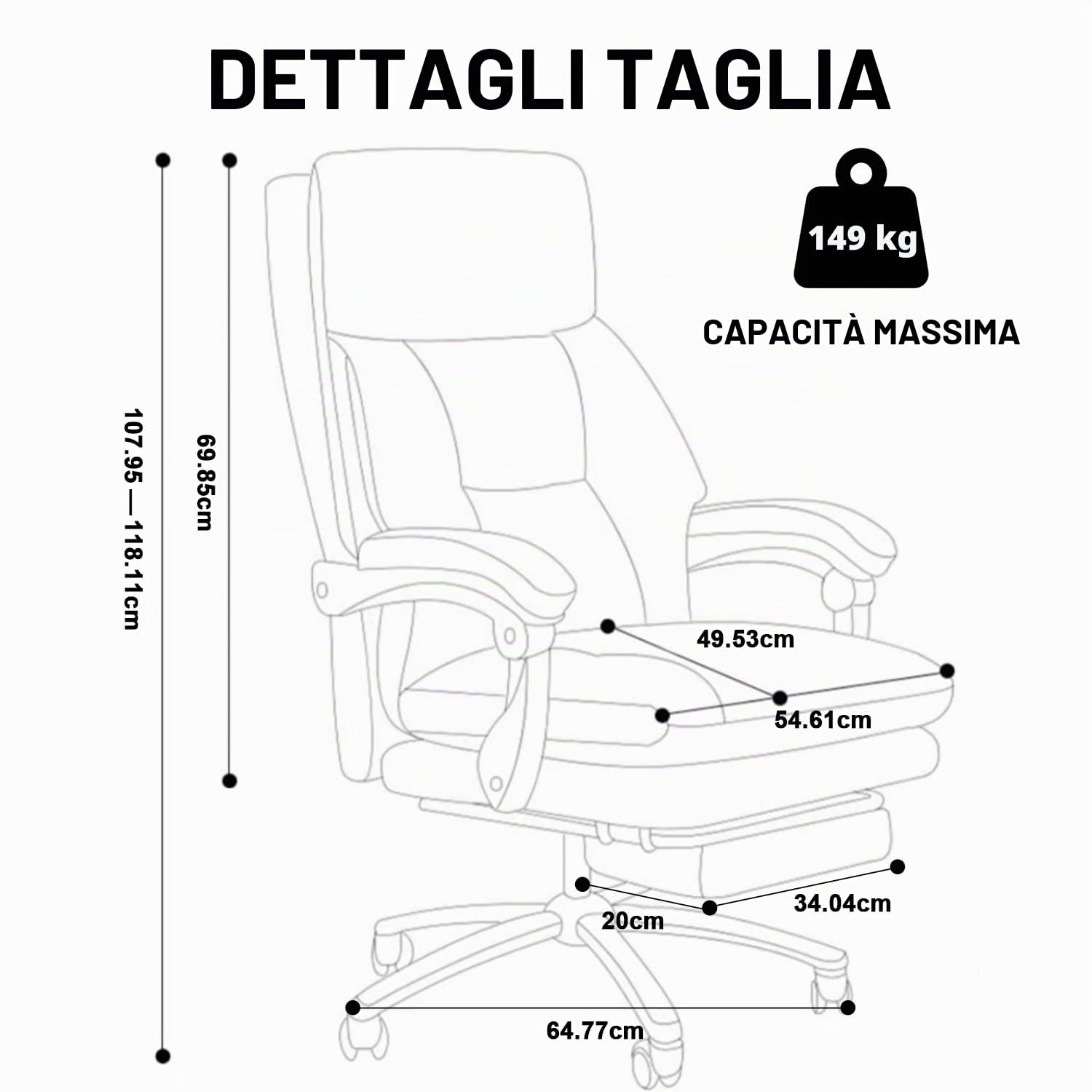 Sedia da ufficio con poggiapiedi Sedia da ufficio direzionale con rotelle Sedia da gioco per computer con schienale alto Sedia da ufficio ergonomica con inclinazione regolabile
