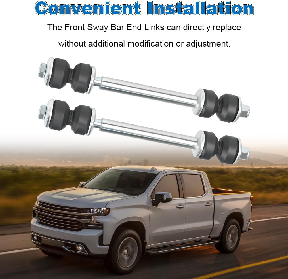 2PCS Front Sway Bar End Links Front Suspension Kit Compatible with 1988-2019 Chevy Silverado 1500/2500 Avalanche Tahoe Cadillac GMC Sierra Hummer Replacement for K80631 Sway Bar Links