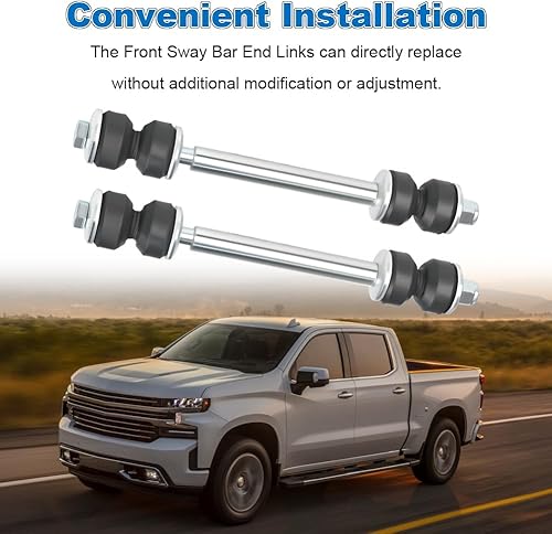 Miniatura 6 de Juego de 2 eslabones de extremo de barra estabilizadora delantera compatible con Chevy Silverado 15002500 Avalanche Tahoe Cadillac GMC Sierra Hummer