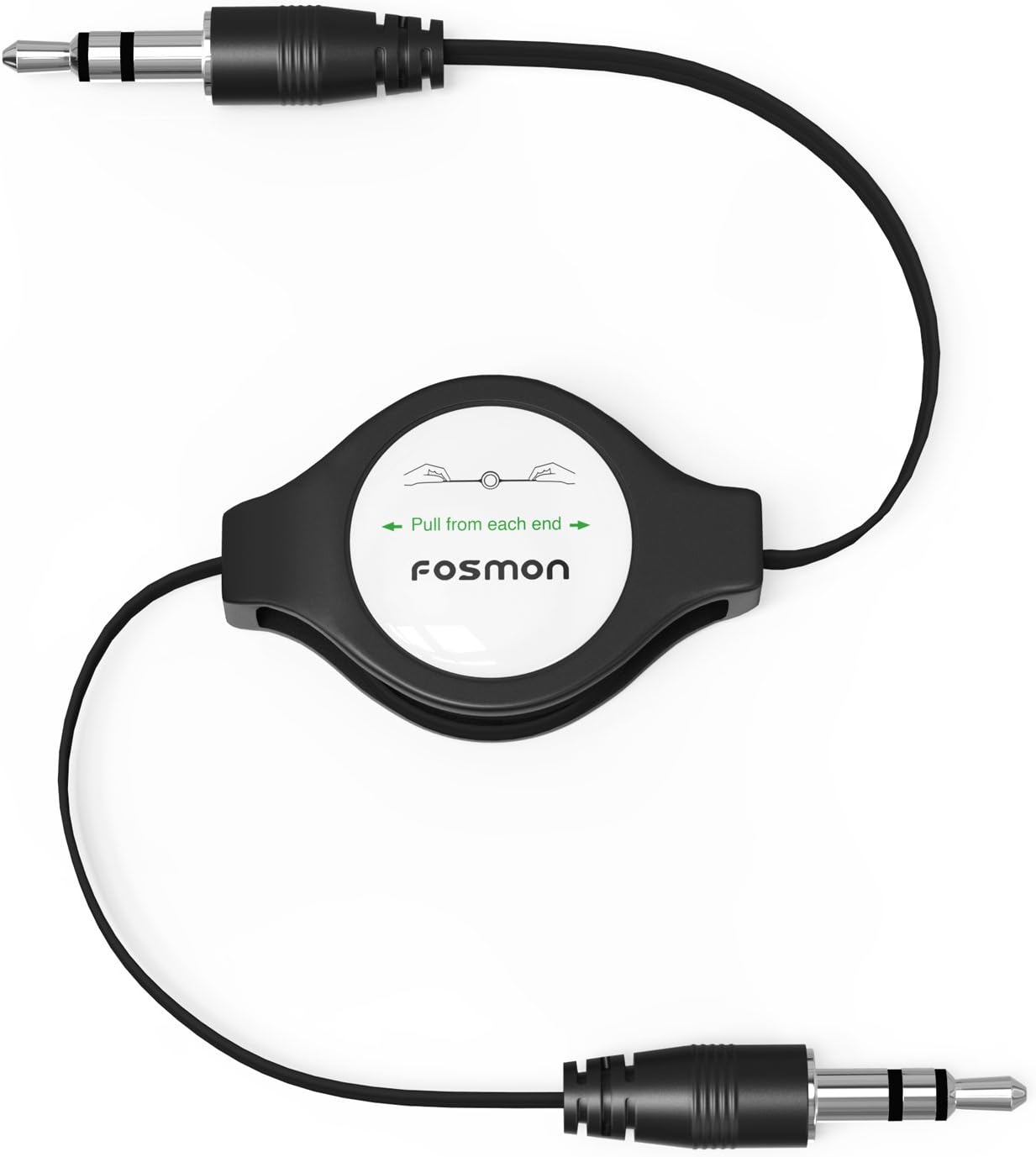 Fosmon 3.5mm Car Aux Auxiliary Retractable Stereo Audio Cable Cord for Galaxy S9 Plus/S9/S8 Plus/S8/S7 Edge,Galaxy S10 / S10 Plus / S10e, Note 8, Google Pixel 2 XL, LG V30/G6 - Black