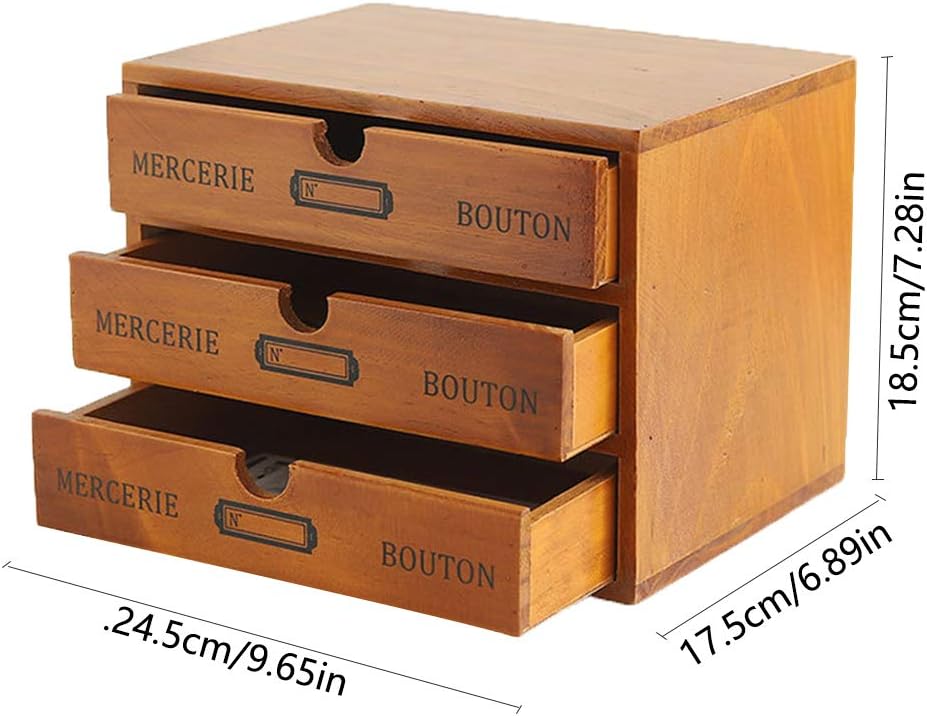 Willcome Wooden Storage Box with Drawers Portable Wooden Desktop Organizer for Home Office Counter Craft Decor