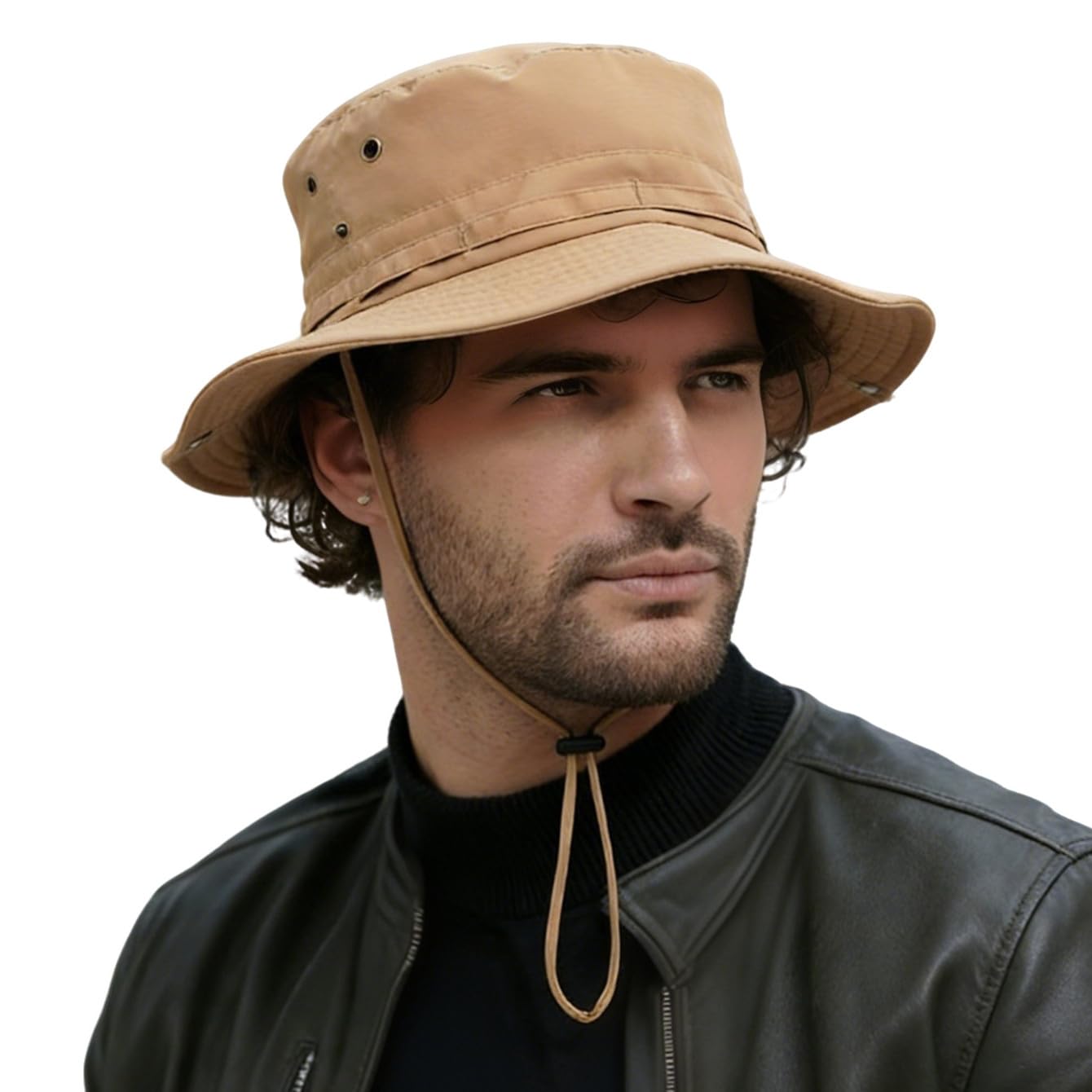 HLLMAN Men's Wide Brim Sun Hat-UPF 50+ Protection,Waterproof Bucket Hat for Fishing, Hiking, Camping,Breathable Nylon & Mesh