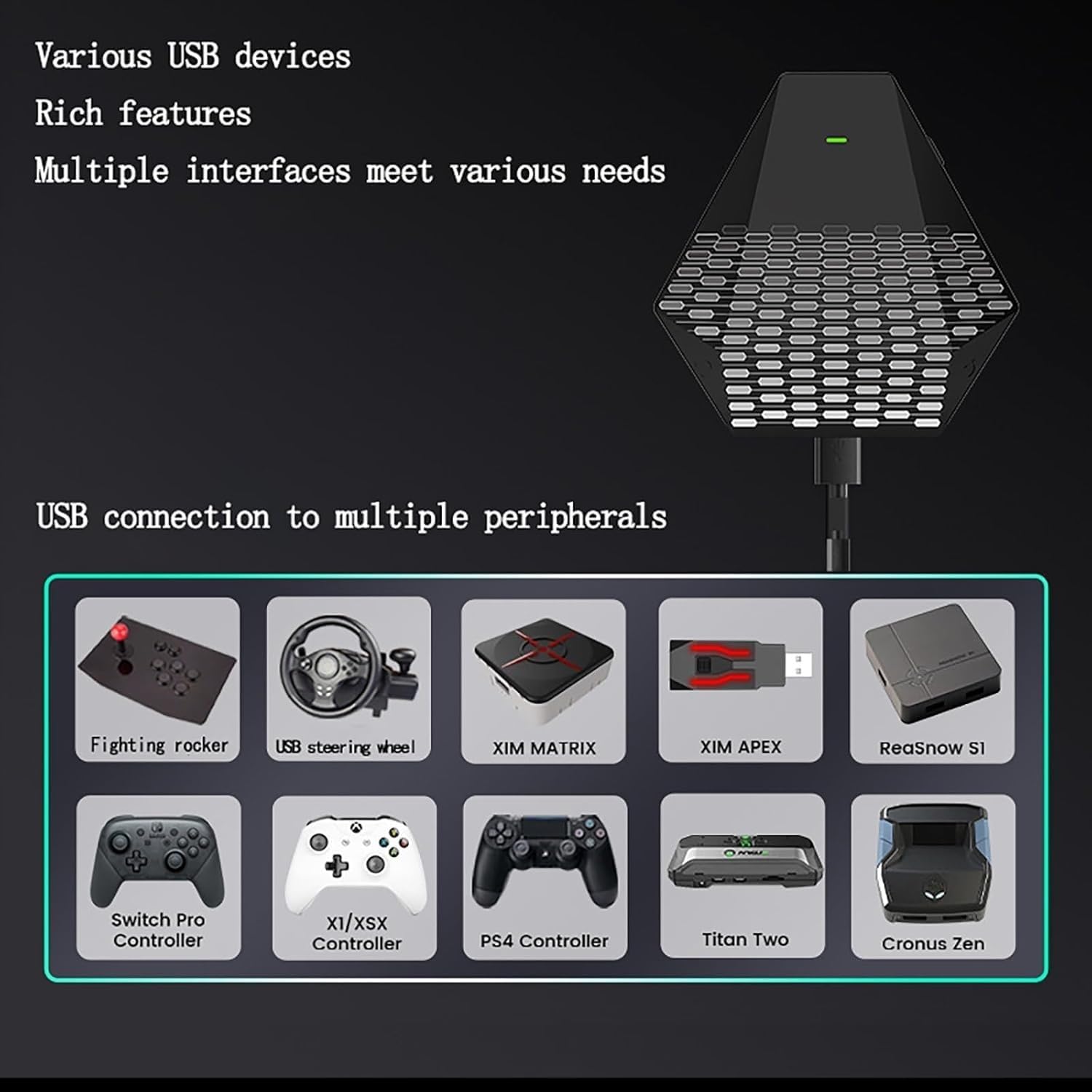 Adattatore per tastiera, accessori P5, convertitore di tastiera e mouse, telecomando opaco migliorato, adattatore USB per giochi, convertitore plug and play per tastiera e mouse