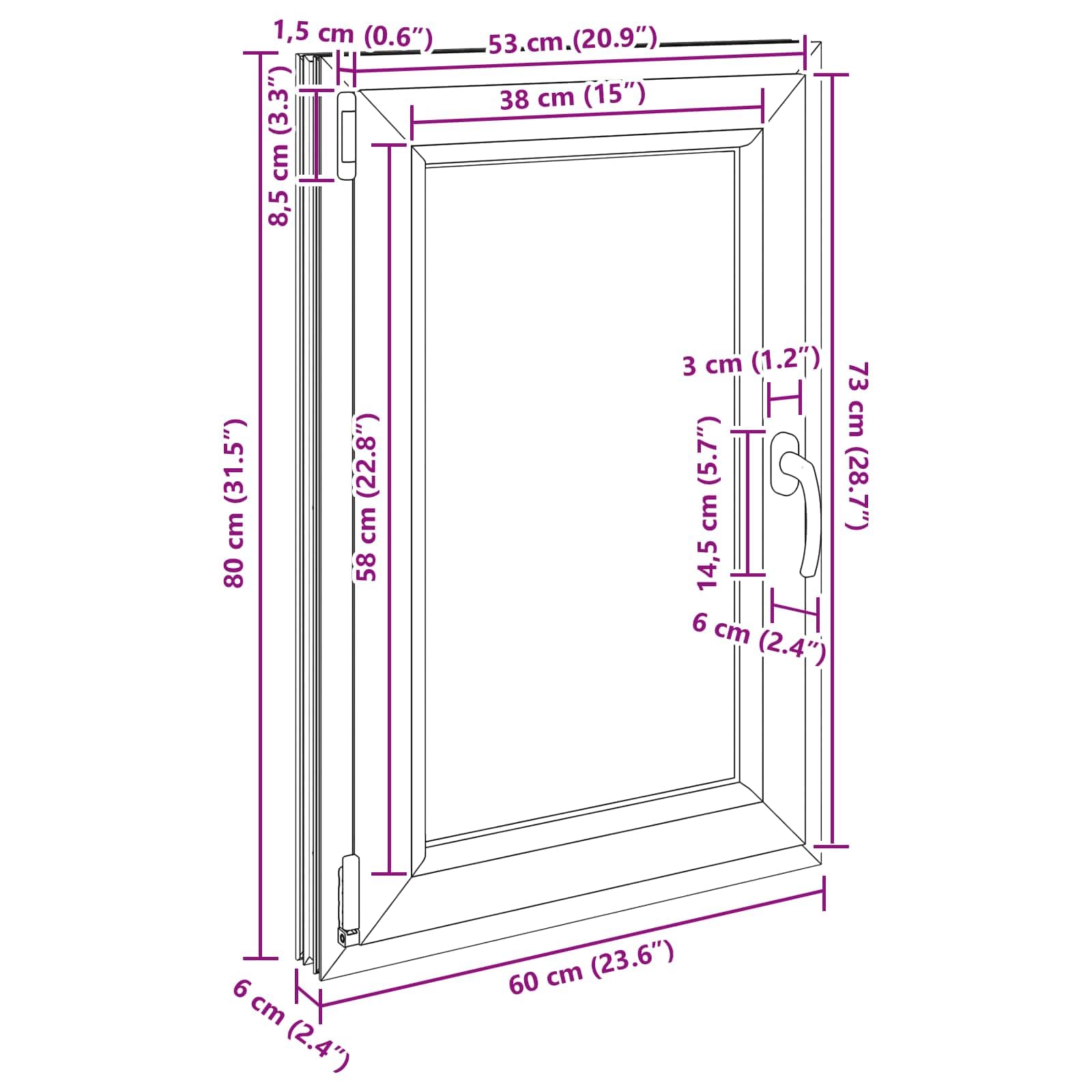 vidaXL Ventana de sótano RISOR 60 x 80 cm PVC y Vidrio Blanco, Sótano, Aislante Térmico Moderno y Duradero para Ventanas Eficientes, Accesorios de Vidrio PVC Aislantes