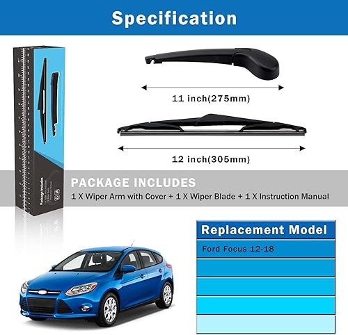 Vista 19 de WTI Juego de limpiaparabrisas trasero compatible con Ford Expedition 2009-2016 / Compatible con Lincoln Navigator 2009-2016 SUV, kit