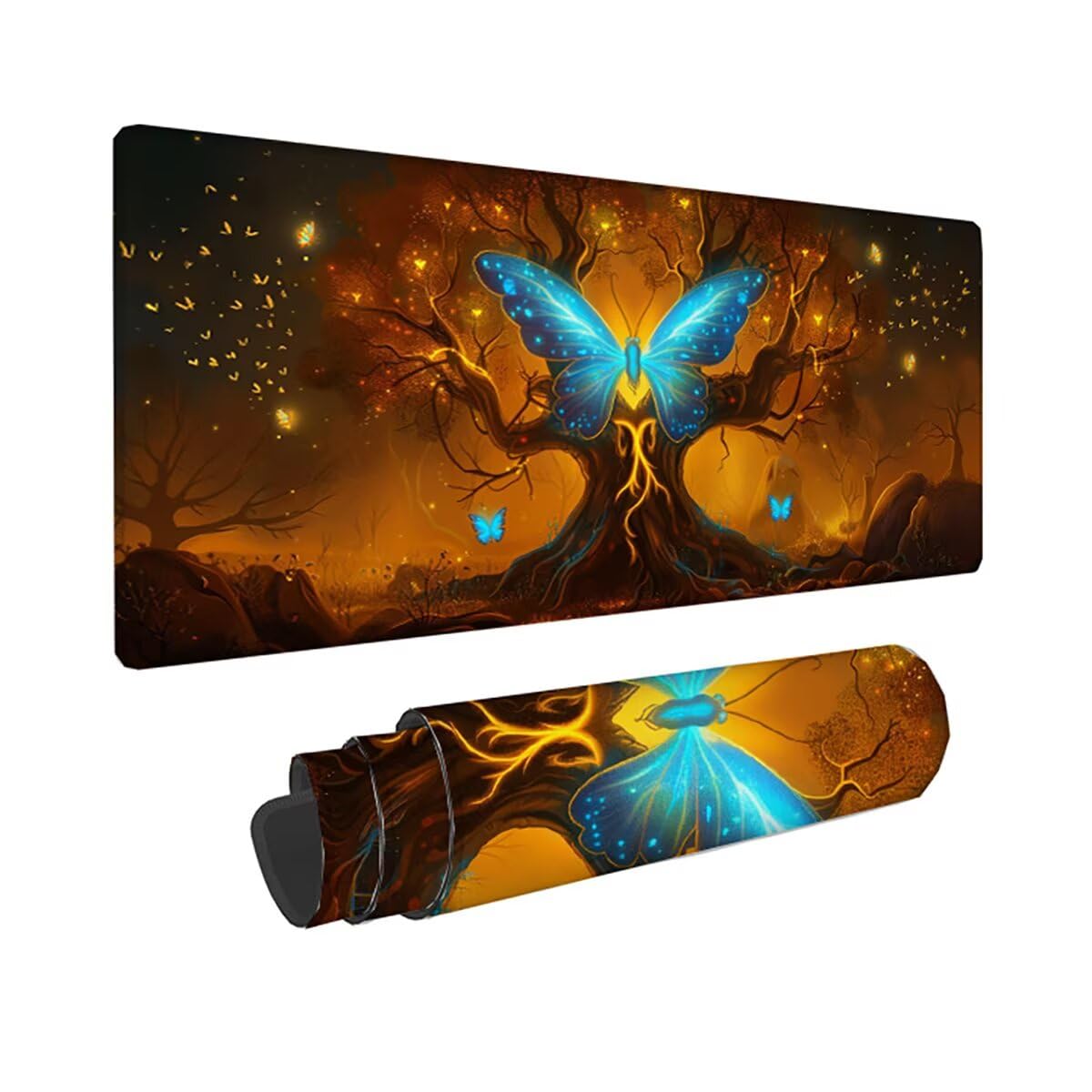 Podkładka pod mysz do gier XXL duża mysz 1500 x 800 x 3 mm, duża podkładka pod biurko z antypoślizgową gumową podstawą dla graczy PC, poprawia precyzję i szybkość motyla PjY17059 N-U