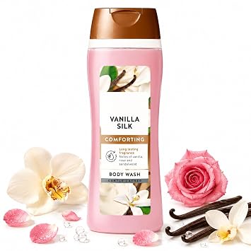 Vanilla Silk Moisturizing Body Wash with Glycerin & Vitamin E, Daily Shower Gel for Soft Smooth Skin, 18 Fl Oz