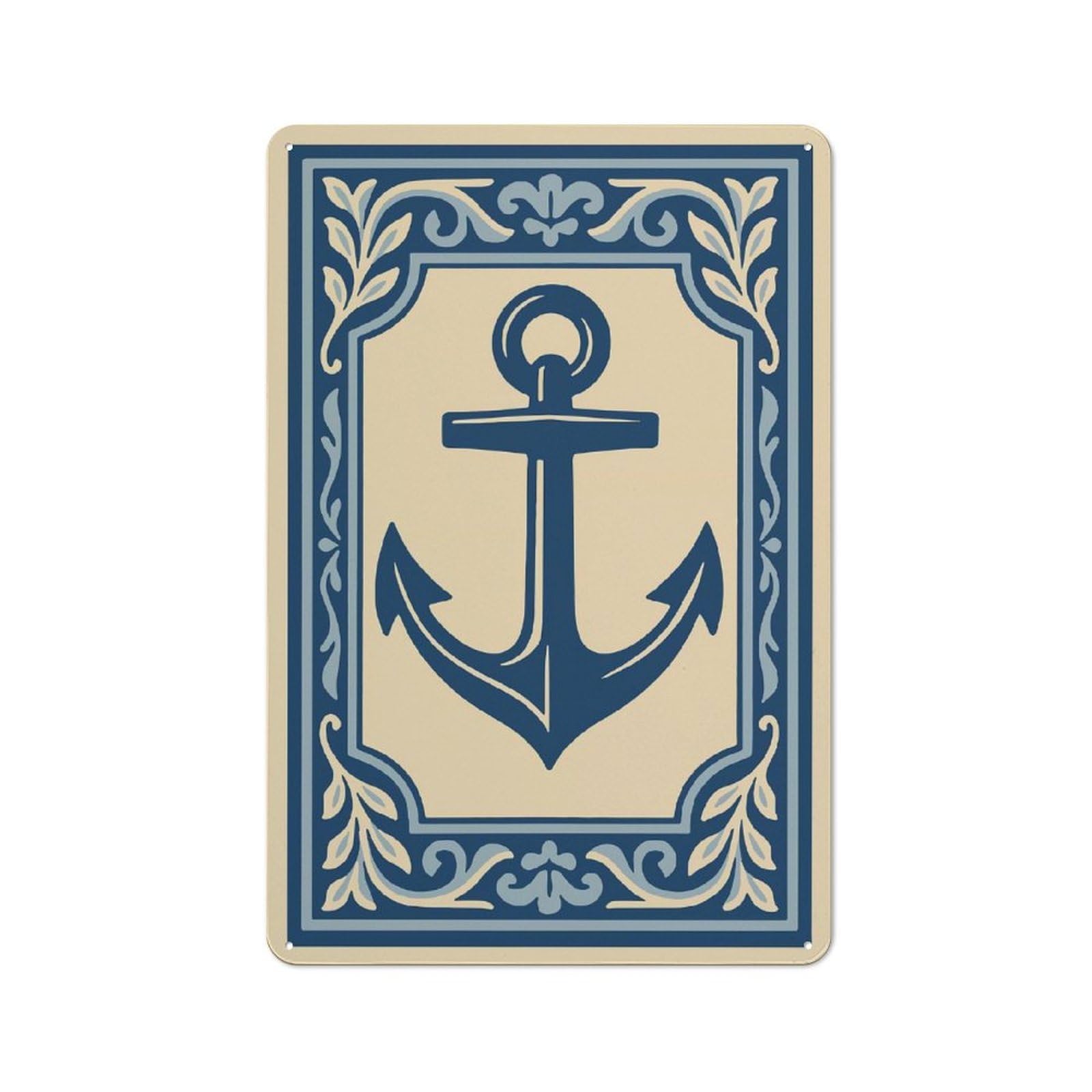 Junmoney Style-21 Nautical Anchor Framed Art Decorative Metal Plaque 30X20cm, Loft Style Urban Room Decor For Flat, Bar, Studio Or Gallery Wall