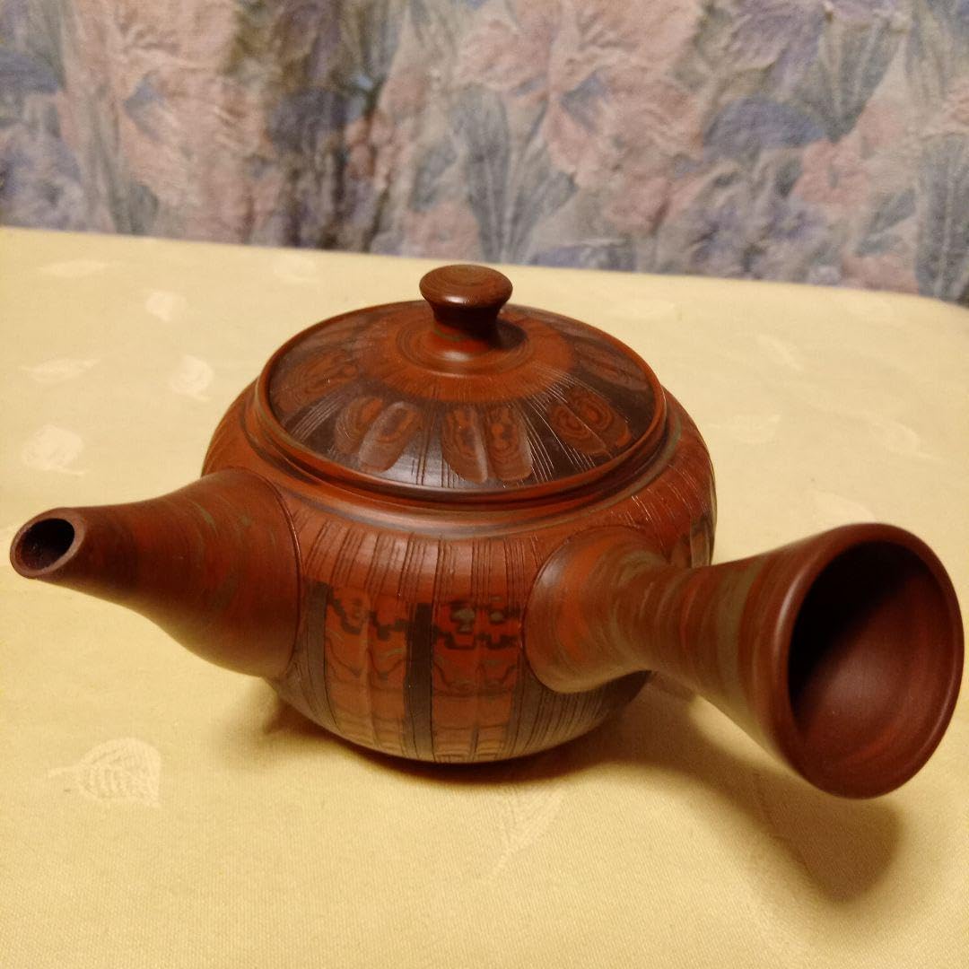 ㊿備前焼 宝瓶 登り窯 蟹 かに カニ 6角 手びねり 急須