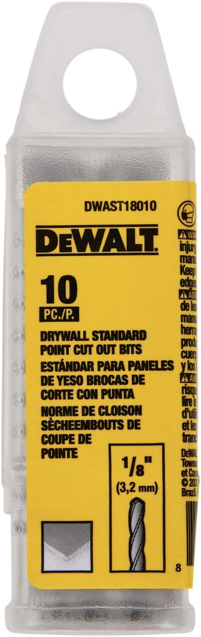 DEWALT DWAST18010 1/8IN DRYWALL STANDARD CUT OUT BIT 10 Pack