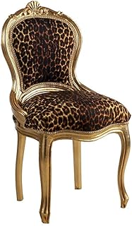 Sillón barroco de caoba con hoja dorada y tela de algodón