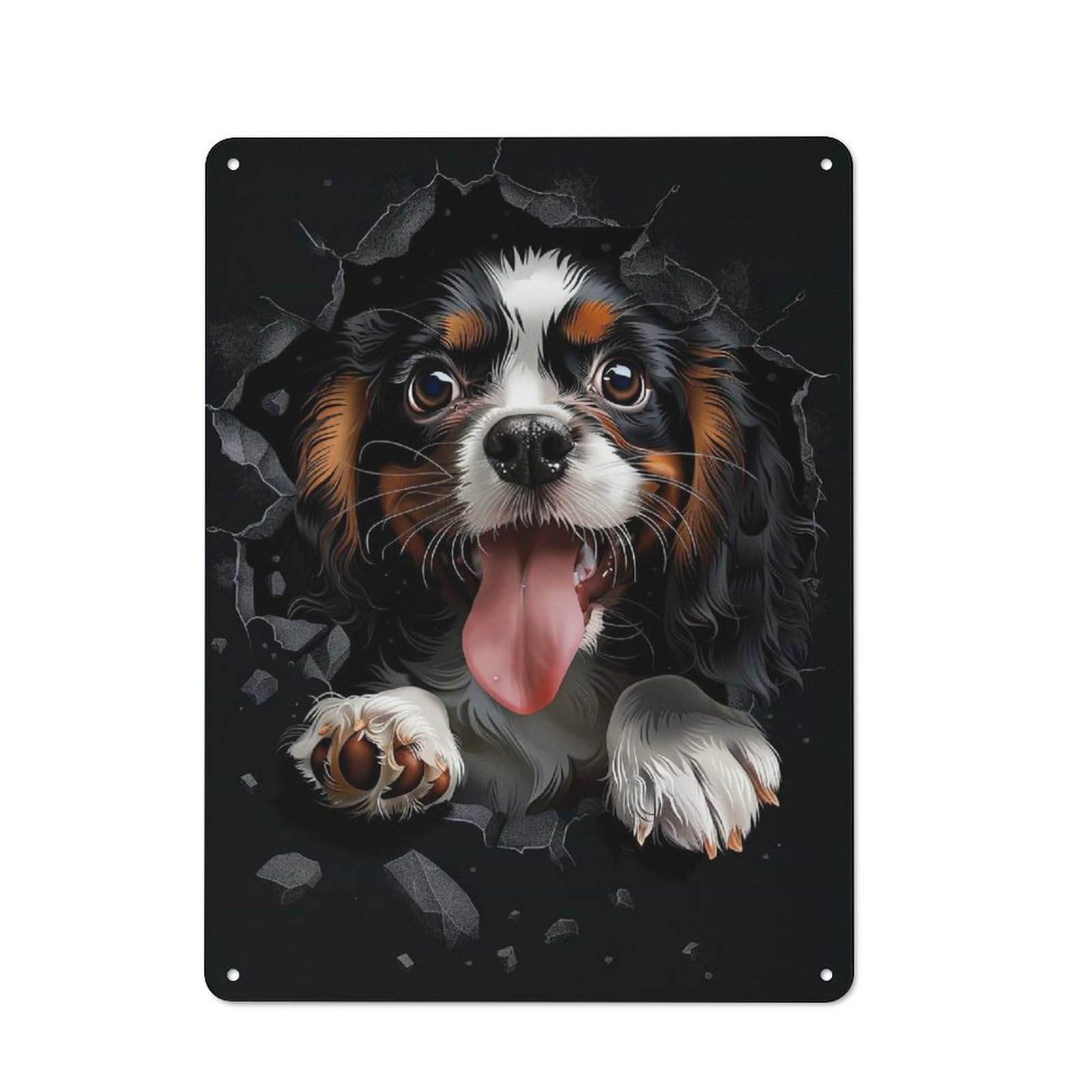 Junmoney English Toy Spaniel Country Style Metal Wall Decor 40X30cm, Decorative Metal Sign For Kitchen, Cafe, Pantry Or Dining Room