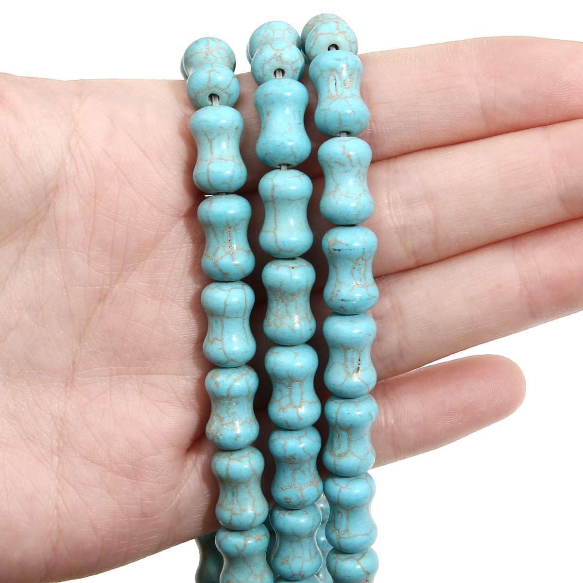 Pack of 30 Natural Stone Beads, Imitation Turquoise Synthesis Beads for Threading, Spacer Beads Gemstones Beads Set, Beads in Special Shape, for Jewellery Making Yourself, Bone, 8 x 13 mm