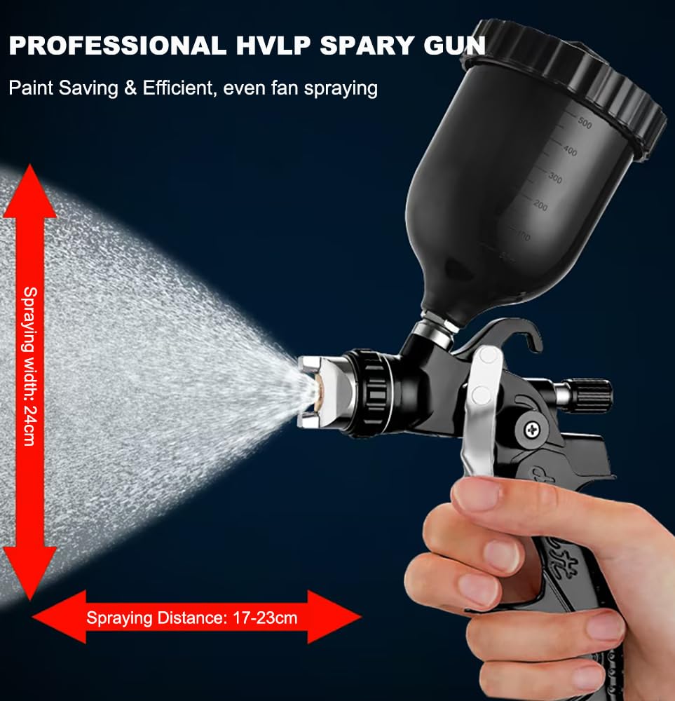 HVLP pistola a spruzzo per verniciare 4 ugelli 1,3mm 1,5mm 1,8mm 2,5mm Nero