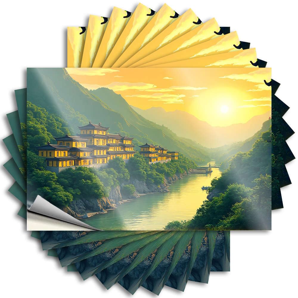 Cool Wall Decor Case Lettering Sticker | Golden Temple By The River At Sunset. Coffee for Coffee Decor(12X18CM)