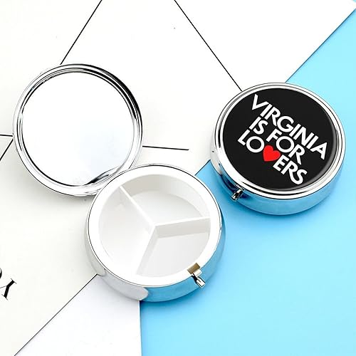 Miniatura 6 de Virginia is for Lovers - Pastillero redondo portátil para mujeres y hombres, regalo de viaje
