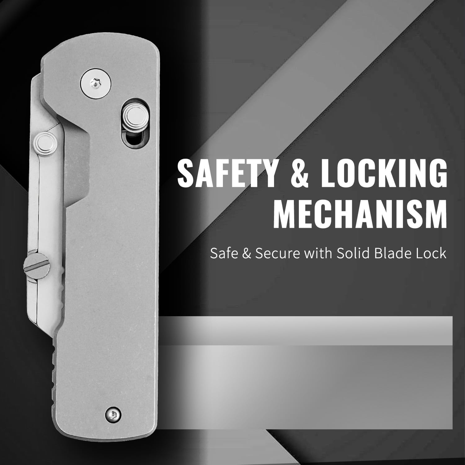 Titanium Folding Utility Knife, EDC Pocket Knife with Safety Lock Box Cutter with 10PCS Razor Blades for Men Women