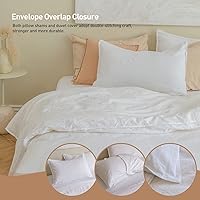 Vista 4 de BISELINA Juego de funda de edredón de lino francés, 2 piezas con cierre de cremallera oculto, mezcla de lino natural, mezcla de algodón