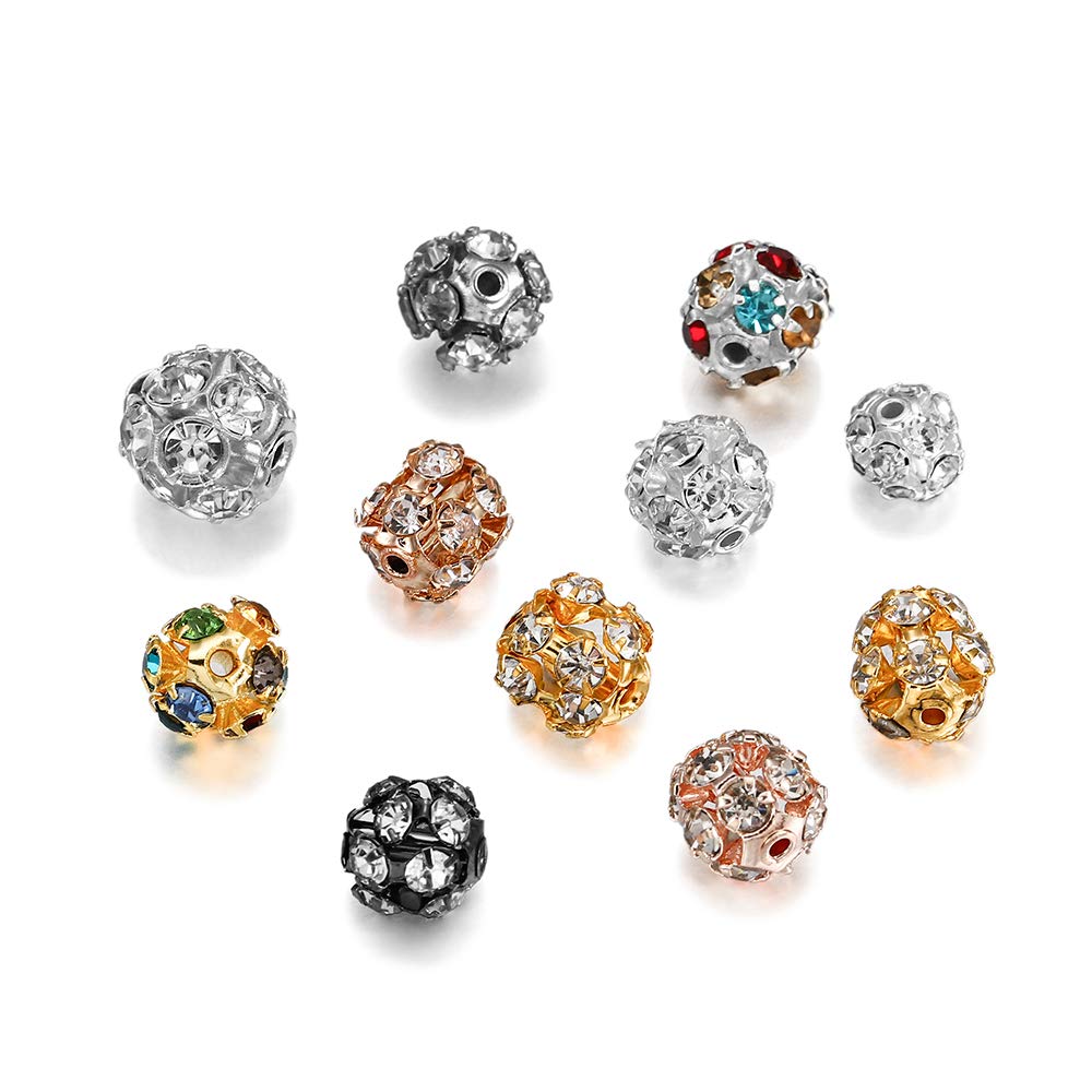 Ciondolo 30 pz/Lotto Rame Placcato Vetro Strass Sfera Perline imita Cristallo Rotondo distanziatore Perline sparse (Oro 6 mm)