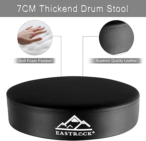 Miniatura 3 de EASTROCK Taburetes de tambor universales de altura ajustable, taburete acolchado para asiento de tambor portátil, plegable, con patas