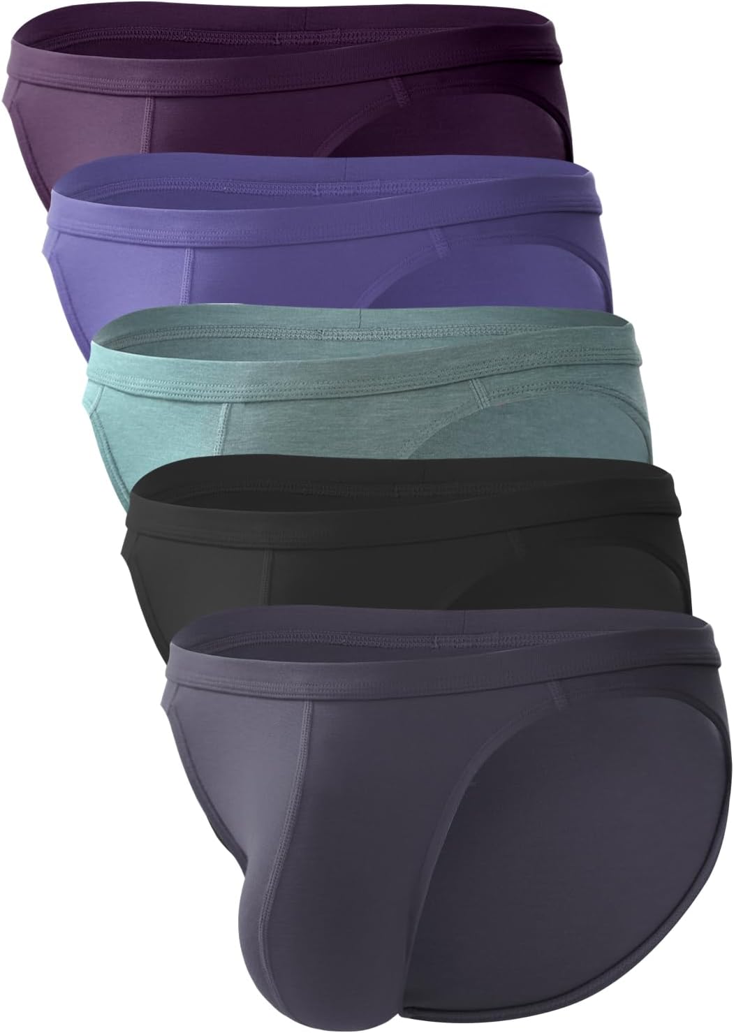 BAMBOO COOL Men's Bikini Underwear Soft Breathable Mens Bikini Briefs Tagless Mens Sexy Underwear with Contour Pouch 5 Pack