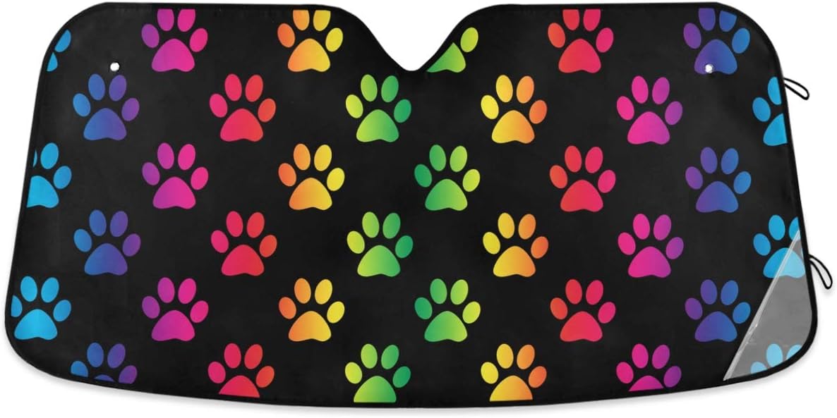 Black Leopard Car Windshield Sun Shade African Animal Skin Print Foldable UV Ray Sun Visor Protector Sunshade to Keep Your Vehicle Cool (55" x 27.6")