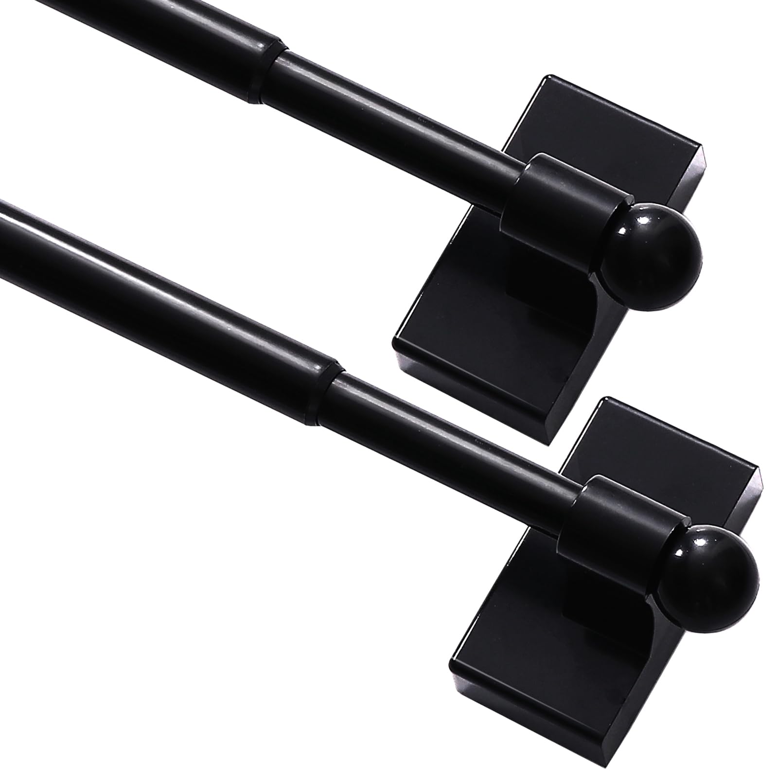 Photo 1 of  2 Pack Magnetic Curtain Rod Magnetic Curtain Rods For Metal Doors Multi-Use Adjustable Cafe Sidelight Magnetic Rods Extends from 09 inch to 16 inch Magnetic Cafe Curtain Rod, Black, 2-Pack 9-16 Inch 2 Pack Black