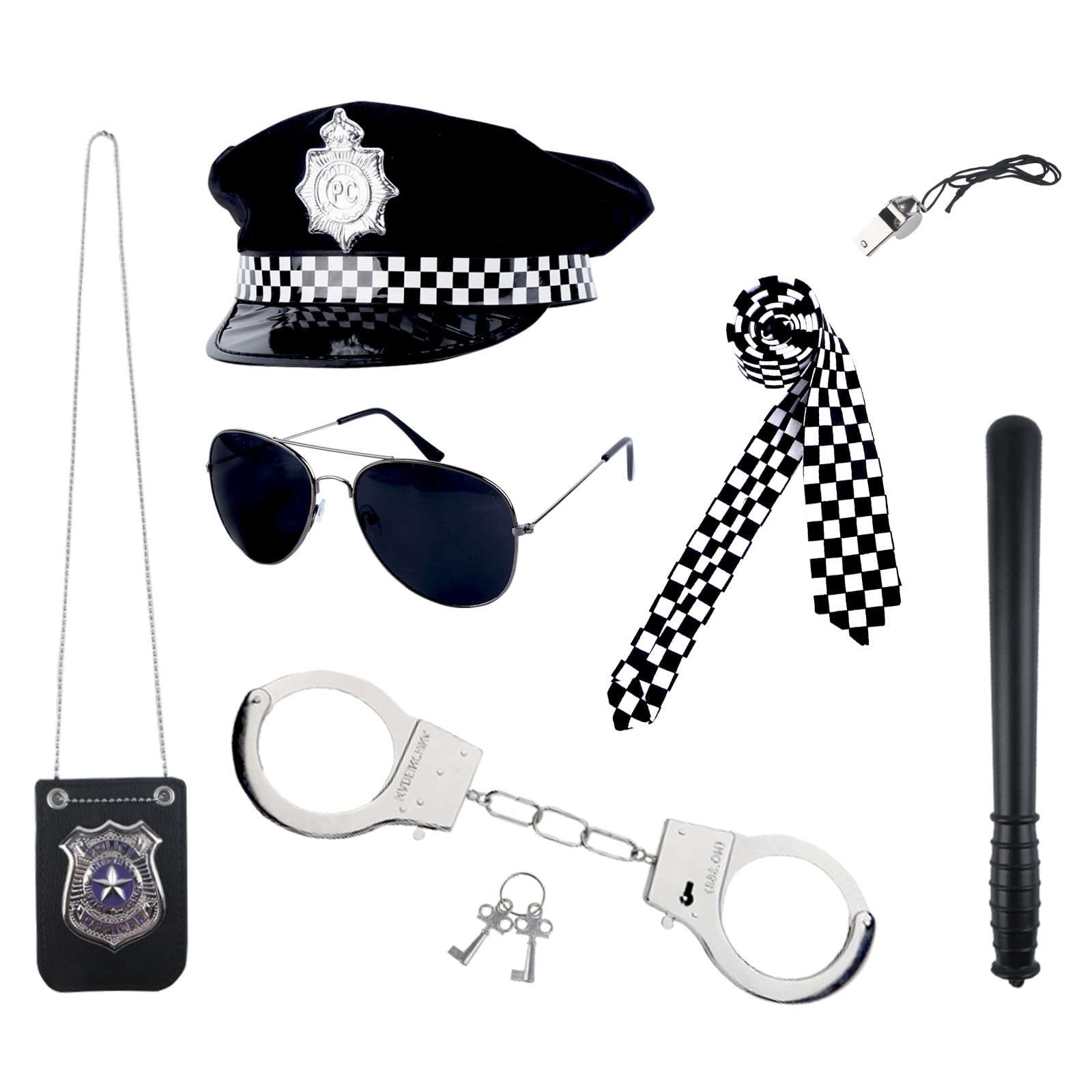 Kitimi Police Accessories, Police Costume-Hat, Handcuffs for Women Halloween Costumes for Women & Men