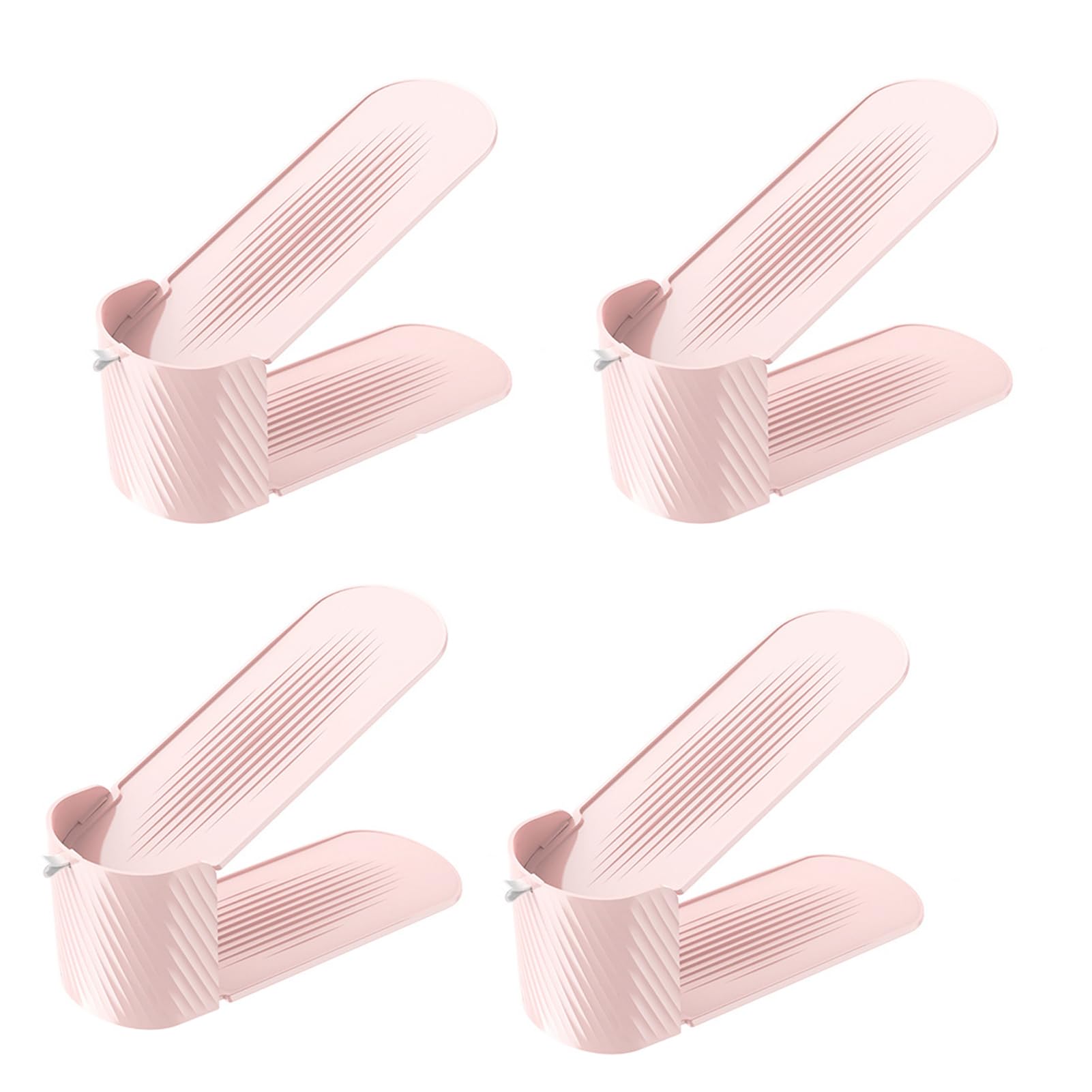 Dxcaicc Shoe Slots Organizer, Shoe Stackers for A Pair of Shoes, Adjustable Shoe Rack with 3 Levels,Shoe Storage Shoe Space Saver, 4 Pieces,Pink