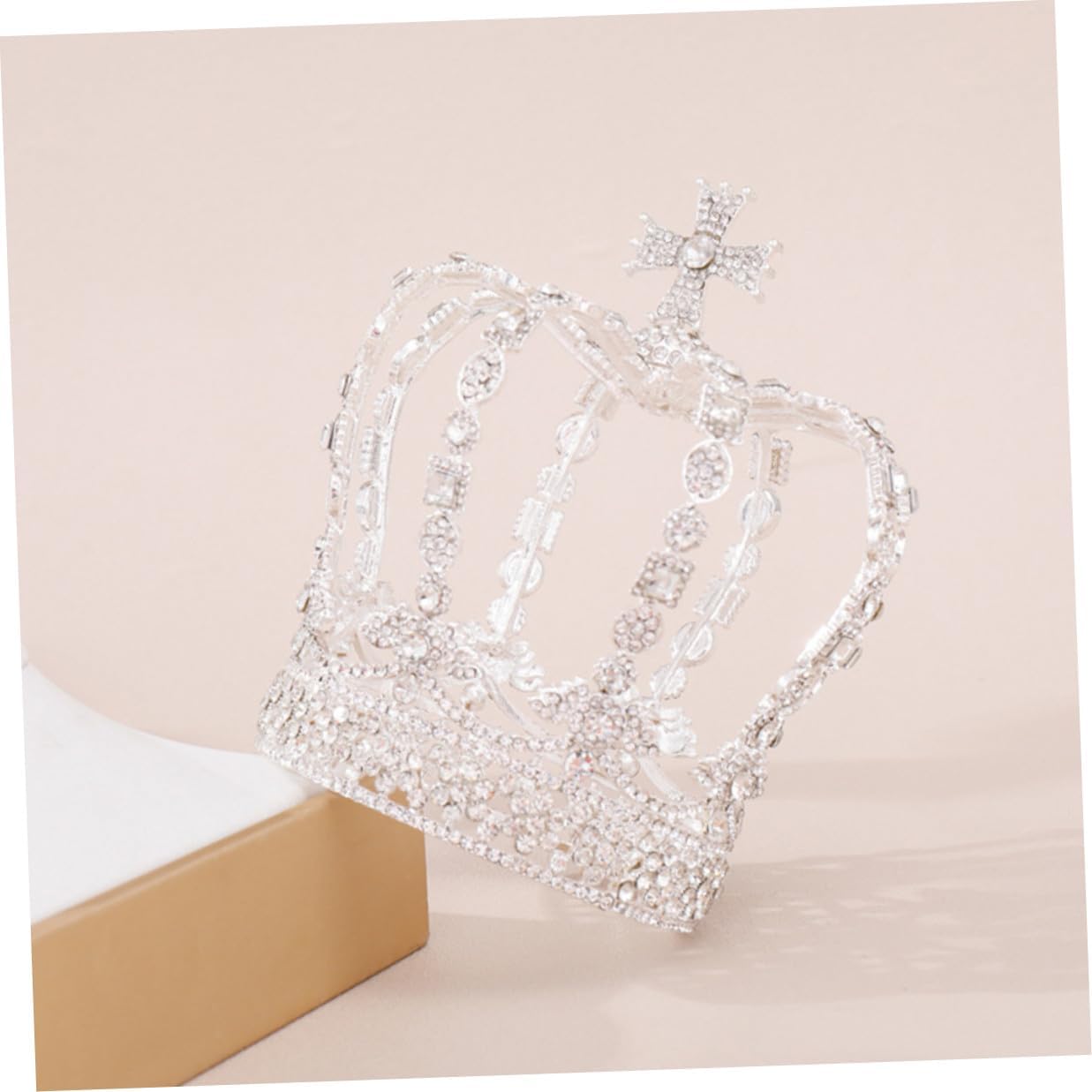 Rhinestone Bride Crown Tiara Headpiece Complete round Wedding Headwear Bridal Hair Accessory for Women