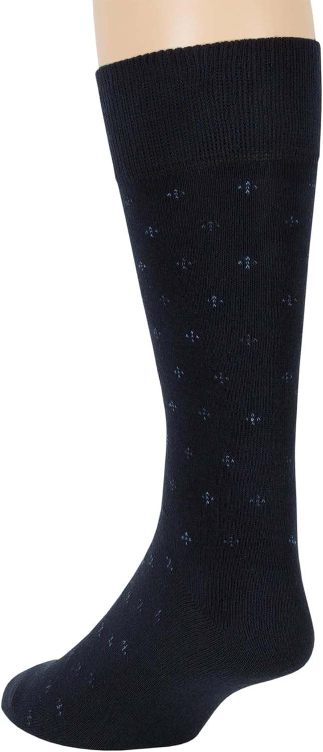 7BIGSTARS KINGDOM Men's Dress Socks Cotton-6 pack-XL-L-Big Tall-Brown Beige Blue Black Grey Khaki 9-12 Dotted, Dark Navy (Pt04)