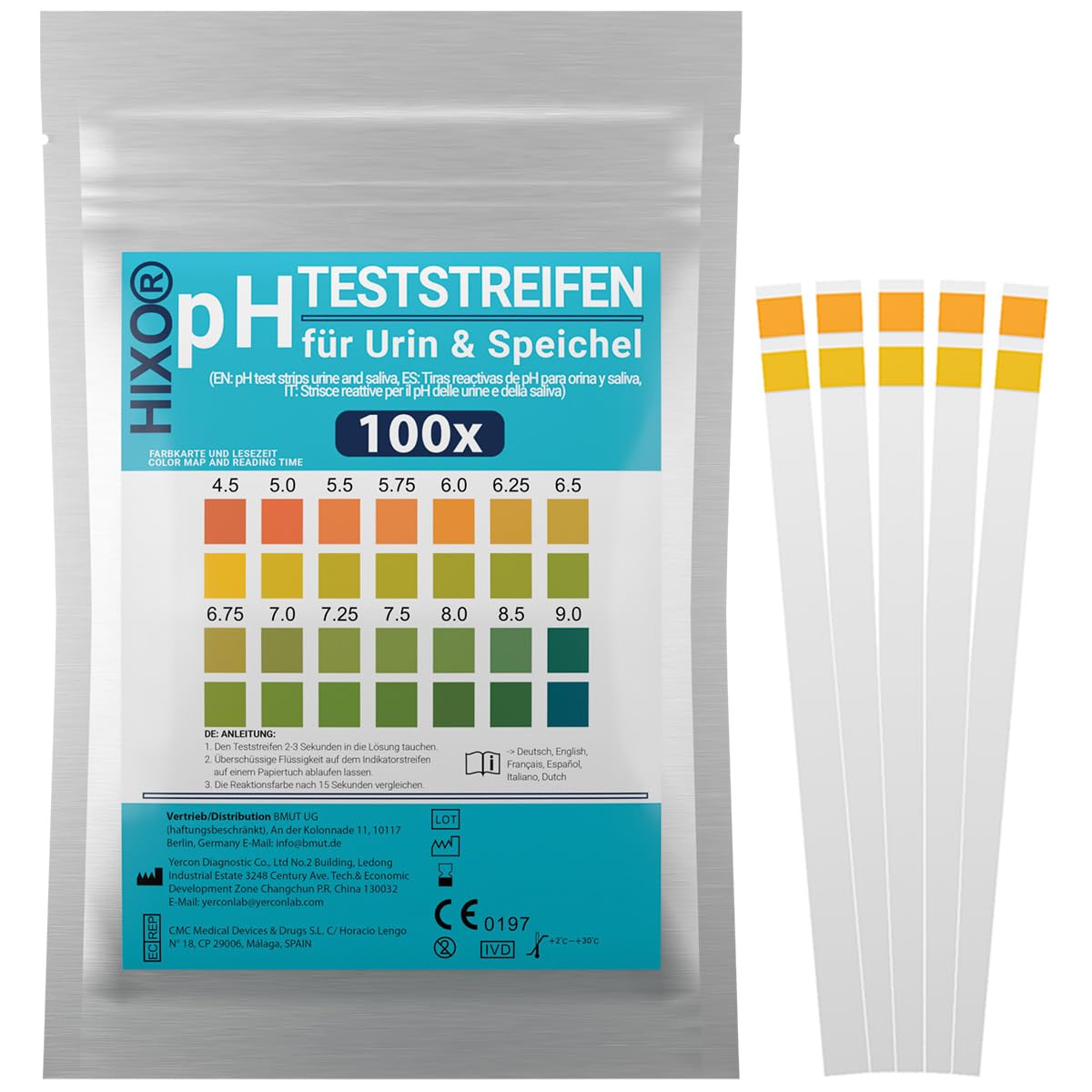 100x PH-Teststreifen Für Urin & Speichel – 4,5–9,0 Skala, Einfache Säure-Basen-Kontrolle Zu Hause