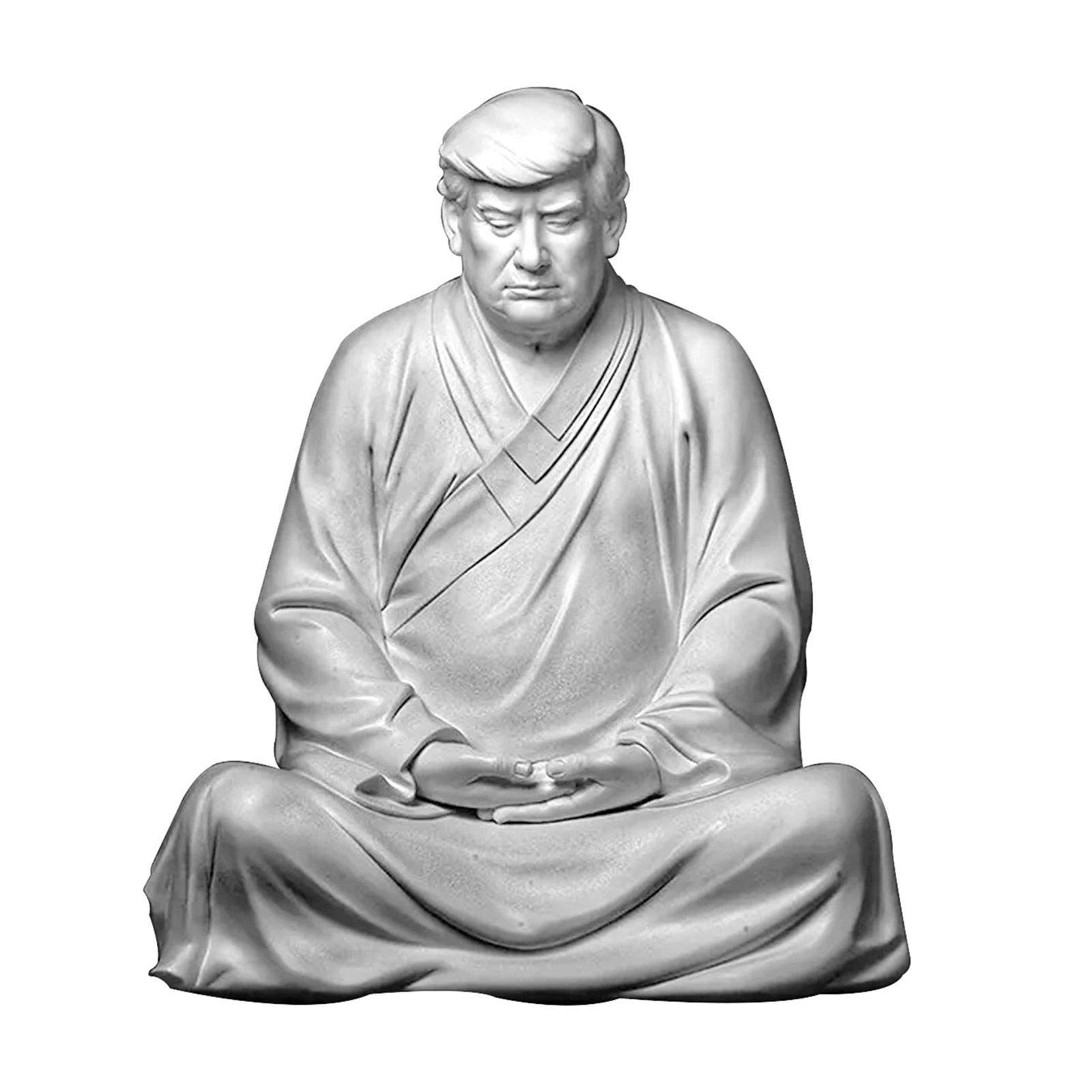 Thorityau White Resin Decoration, Meditating Zen Statue - Ornament - Sculpture Statue - Resin Ornaments Of Decorations Former Us President - Buddha Decoration