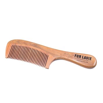 Hair Comb with Handle Natural Green Sandal Wood Portable and Anti-static 7.8-Inch