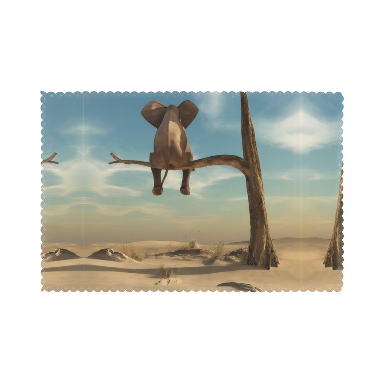 Resting Elephant Printed table mat set (6 pieces) - Aesthetic upgrade for family gatherings and hotel banquets