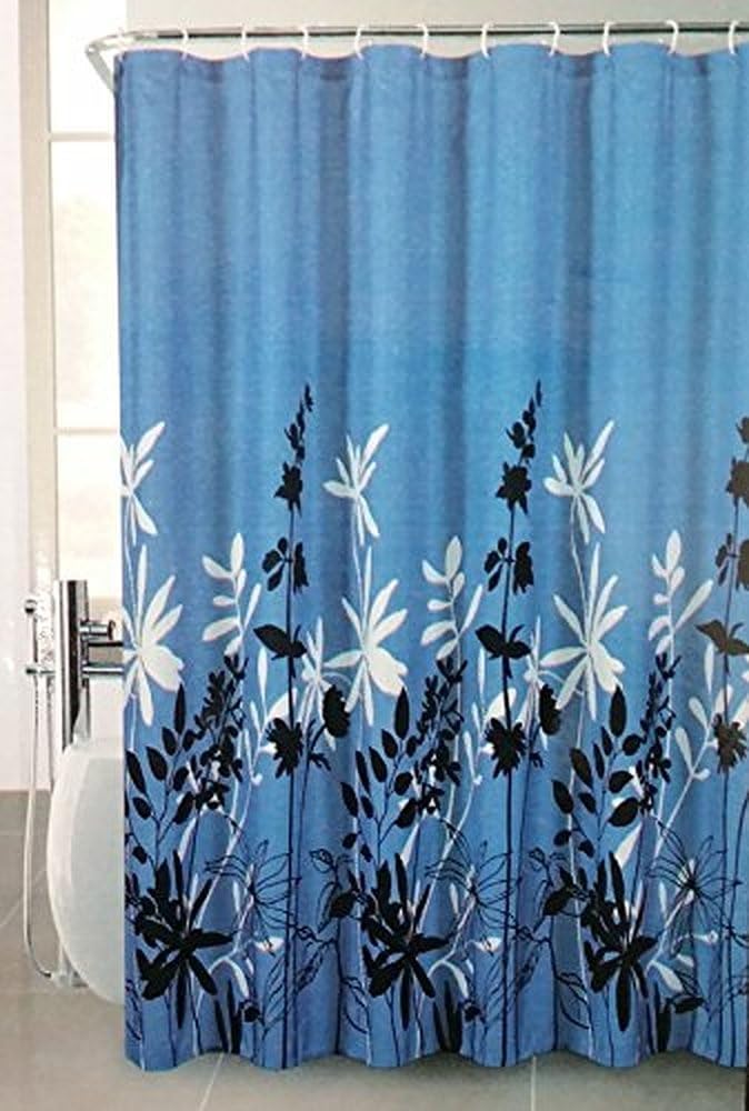 Welove Smart Mk Collection Floral Shower Curtain (Blue),60X72 Inch