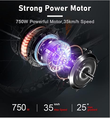 Miniatura 4 de SAMEBIKE Bicicleta eléctrica para adultos, 750 W, 48 V, 15 AH, batería extraíble, 26 x 4.0 pulgadas, neumático grueso, bicicleta de montaña