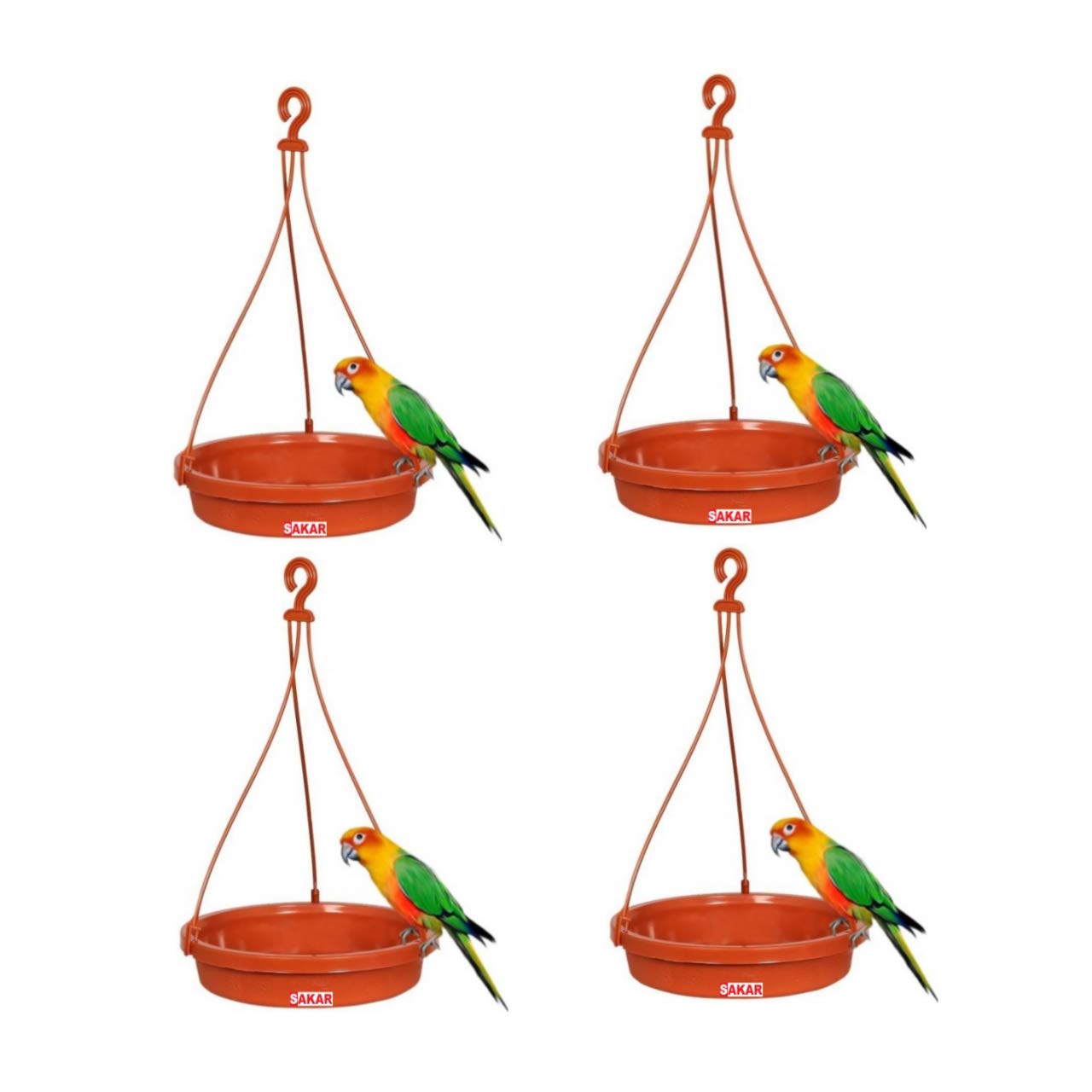 SAKAR Hanging Bird Water Feeder for Home and Garden, Easy to use Hanging Bird Water Pot Set of 4