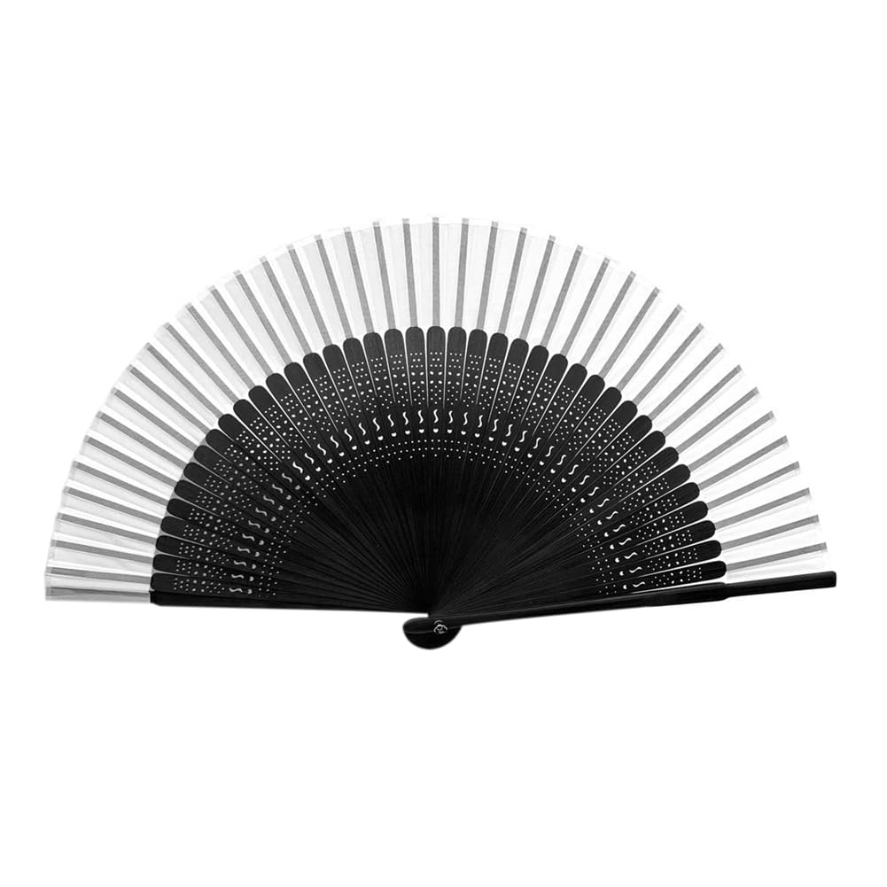 CTRLZS Hand Fan for Women Foldable - Folding Vintage Bamboo Silk Fan - Perfect for, Festivals, Dancing Black-White
